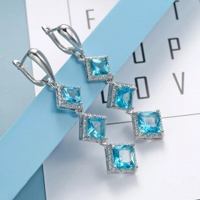 Stacking Square Aqua Earrings