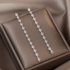 Silver Rhinestone Drop Earrings