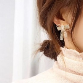 Bow Design Silver Earrings