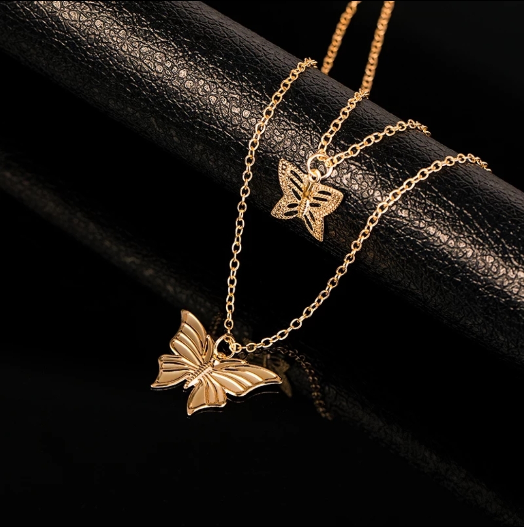 Double Layer Butterfly Necklace